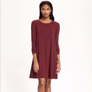 Maroon Long Sleeve Swing Dress